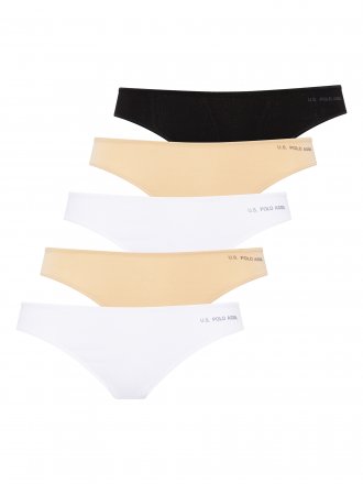U.S.POLO ASSN brasilské kalhotky 67007 5PACK bílá, černá, tělová, bílá, tělová 